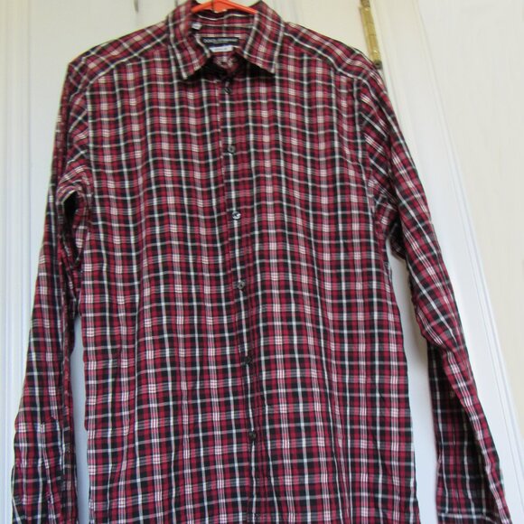 Dolce & Gabbana Men Dress Shirt Size 16/41 Red Black Button Up,made in Italy - Picture 1 of 9